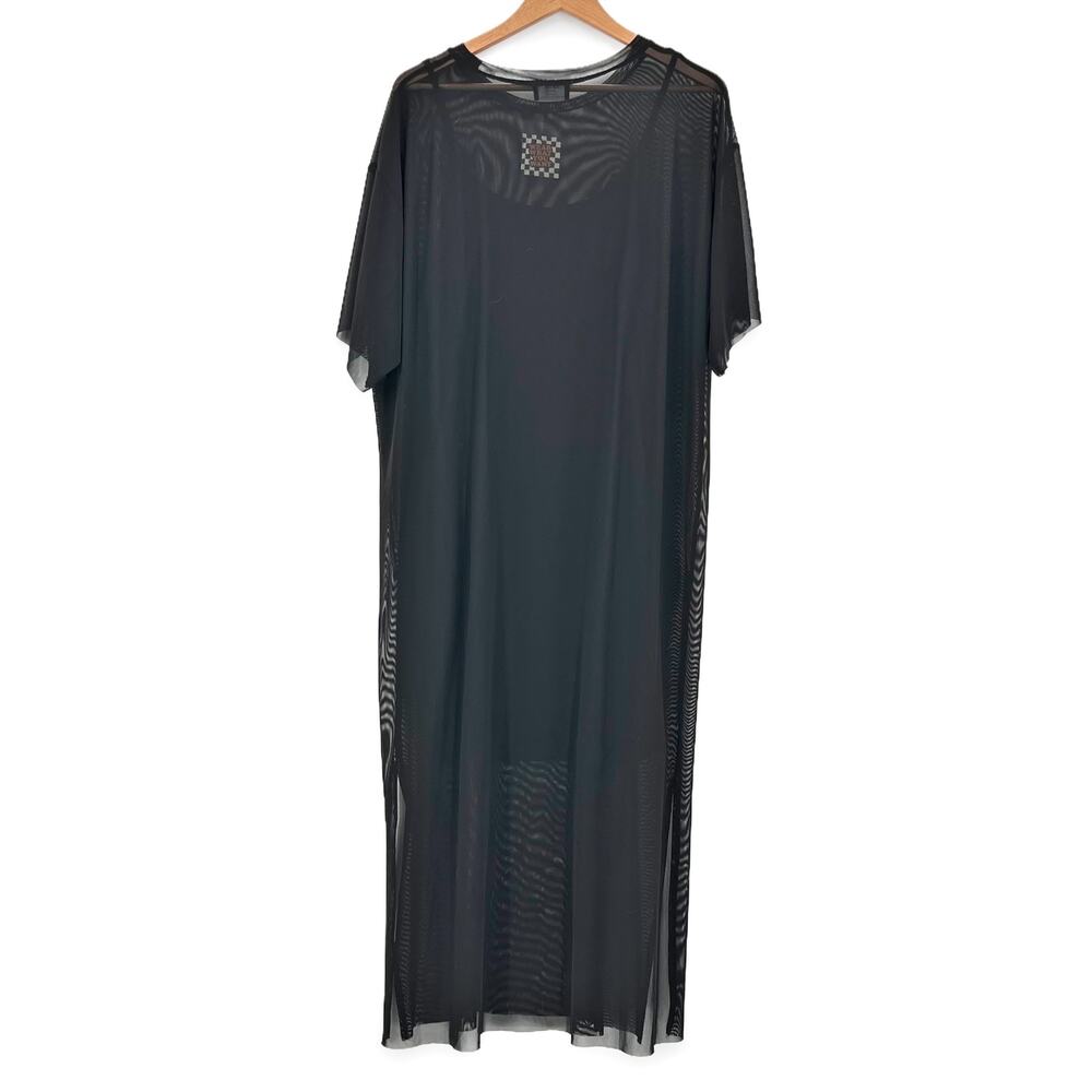 NWT Dressed in LALA Karma Oversized Mesh Dress + Slip Black Large - Picture 8 of 13